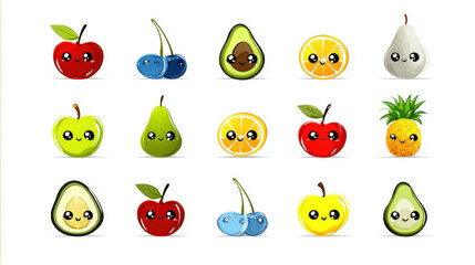 Sweet Cartoon Fruit Collection: Cute and Colorful Design