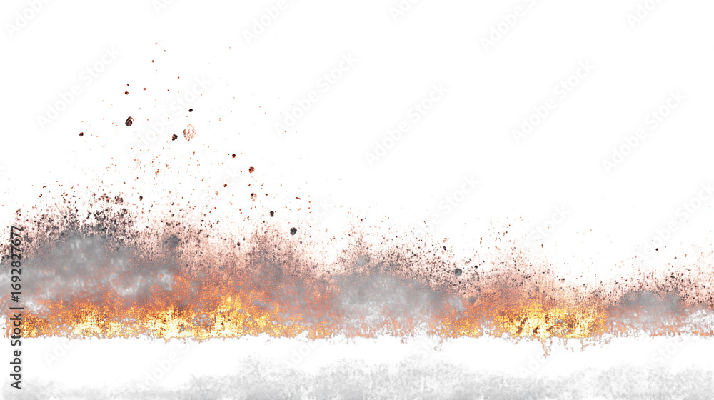 Poster burned textured horizontal transition graphic overlay isolated on transparent background
