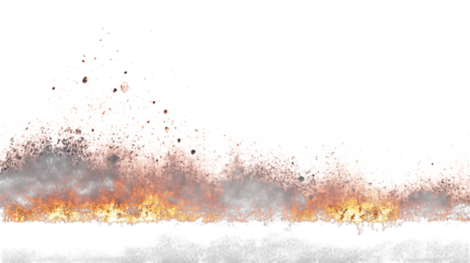 Burned textured horizontal transition graphic overlay isolated on transparent background 