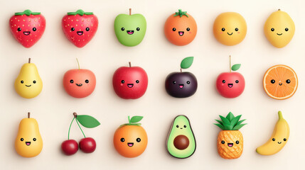 Adorable Kawaii Fruit Collection: Happy & Colorful Variety