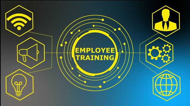 Employee training concept technology business ideas. business technology virtual screen background. performance metrics, and business insights from large data sets ,network , business ...