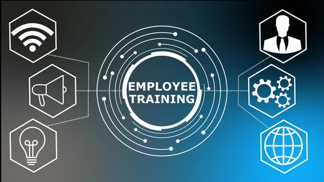 Employee training concept technology business ideas. business technology virtual screen background. performance metrics, and business insights from large data sets ,network , business ...