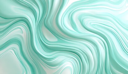 Abstract, flowing, mint-green marble pattern.  Smooth, swirling, light teal lines on a light background