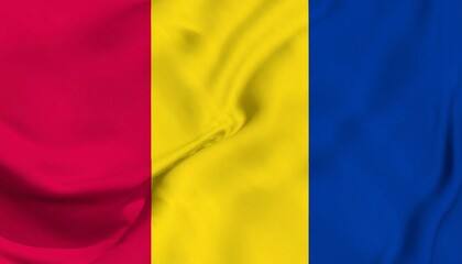 Fototapeta premium Romania’s vertical tricolor flag of blue, yellow, and red—symbolizing unity, heritage, and national pride.