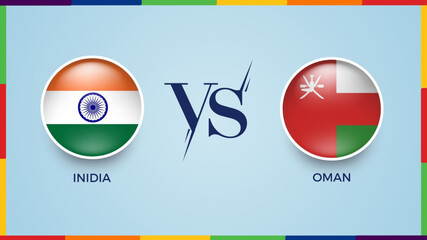 “India vs Oman broadcast template for asia cup sports. vector illustration"