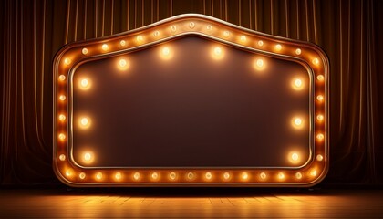 vintage marquee theater sign with blank marquee display and illuminated bulbs ready for custom text