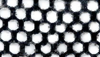 Abstract Geometric Honeycomb Pattern with Illuminated Hexagonal Cells