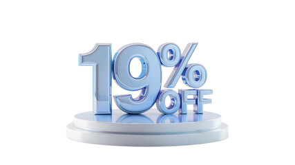 19% Off Sale 3D Rendered Discount Sign on Pedestal