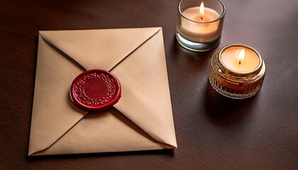 an elegant wedding invitation envelope sealed with a wax seal