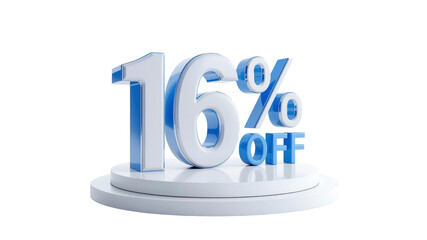 16% Off Sale Discount - 3D Rendered Promotion Graphic