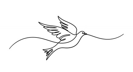 Obraz premium One line drawing of bird in flight