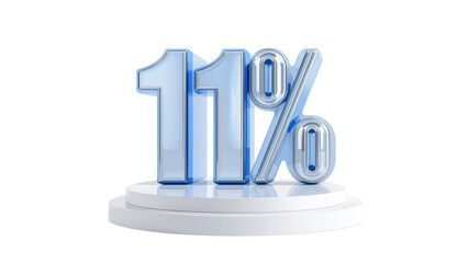 3D Render of Eleven Percent (11%) on a White Pedestal