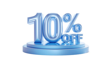 3D Render of 10% Off Sale Sign on Blue Platform