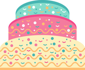 happy birthday cake with sprinkles vector icon for birthday wishing 