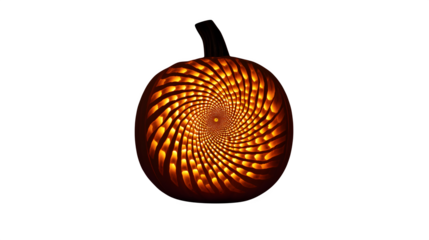 Illuminated Carved Pumpkin, isolated on transparent background