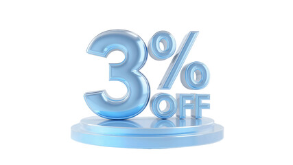 3% Off Sale Glossy Blue 3D Render Discount Promotion