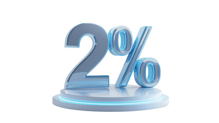 3D Render of 2 Percent Sign on a Modern Platform