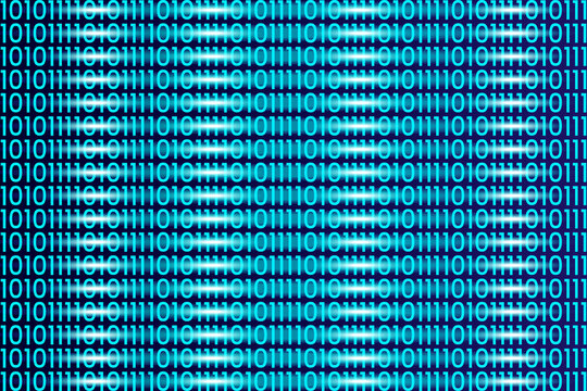 Abstract binary code background with digital data pattern. Blue matrix design concept for technology, coding, programming, cybersecurity, and futuristic themes