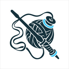 Stylized Distaff and Spindle with Wool Spinning Distaff A spindle wrapped with wool for fate weaving