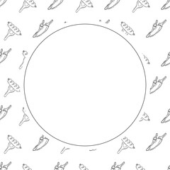 hand drawn food and beverage frame background