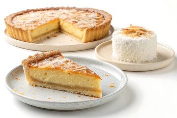Delicious coconut tart and mini cake dessert platter