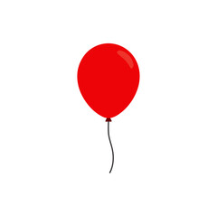 A single red balloon floating against a black background © Radha