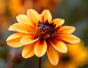 Close-up of a vibrant orange-yellow dahlia