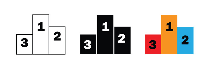 Winner podium icon set vector on white background.  winner, number, success, award, competition, achievement, first, place, victory, sport, champion, ranking, symbol