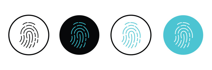 fingerprint icon set vector on white background.  identity, security, access, scan, biometric, authentication, identification, privacy, protection, technology, digital, data, system, network, symbol.