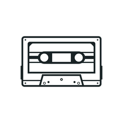Vintage Cassette Tape Outline Icon  Retro Audio Music Vector Illustration
