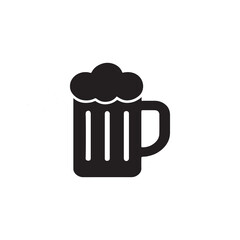 Beer glass icon with foam in a mug illustration