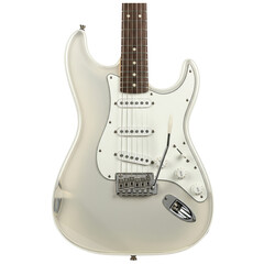 Obraz premium Classic white electric guitar with maple fretboard and chrome hardware