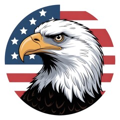 American Bald Eagle Profile Against USA Flag Design