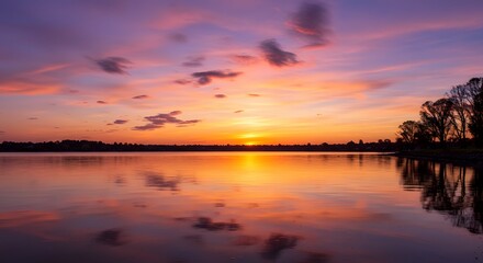 Fototapeta premium Sunset over calm water