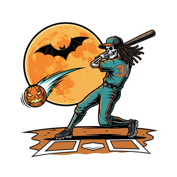 Hellboy Moonshot &ndash; Skeleton Baseball Swing Under Halloween Sky