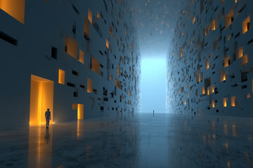 This world of endless void is a structure made of squares. AI exists here, but humans do not. It's like data.