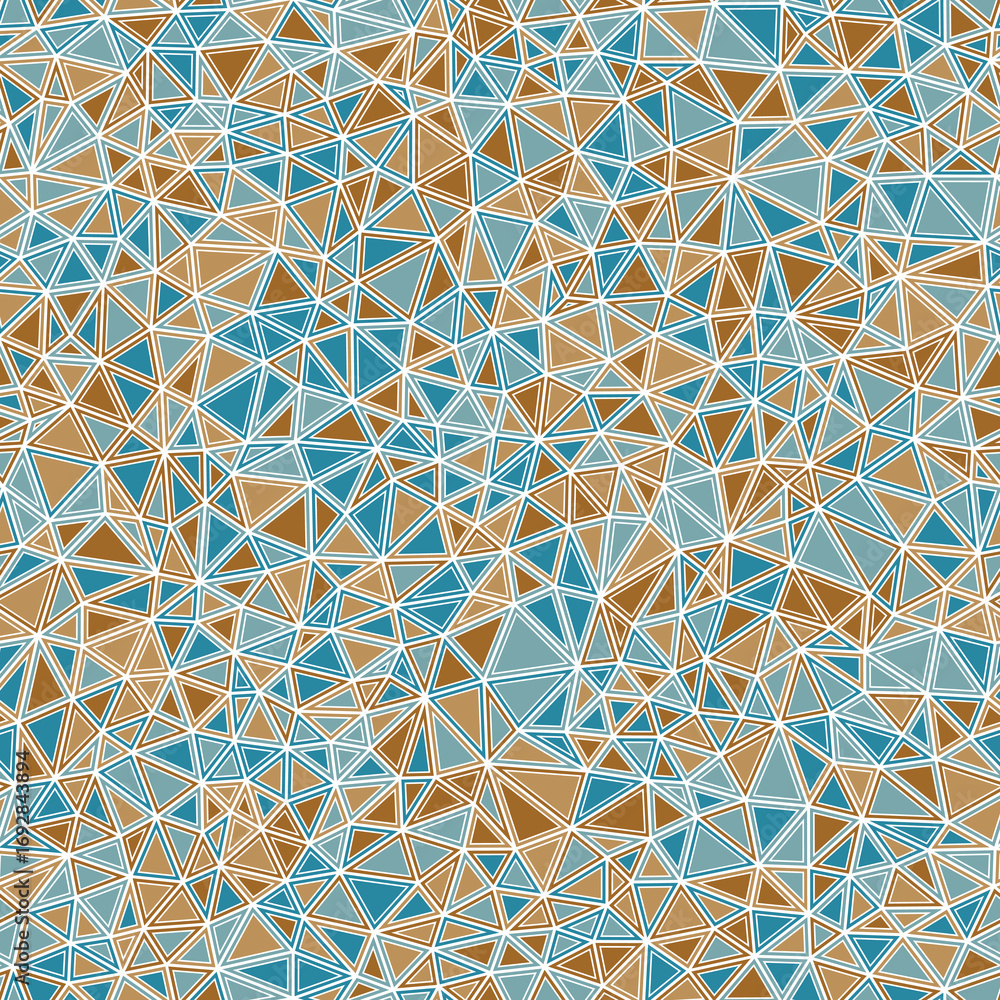 Poster triangles pattern. tiny triangles size. solid shapes in frames. multicolored style. repeatable patte