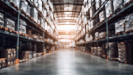 Neatly arranged shelves inside the warehouse