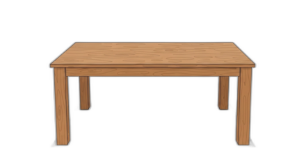 A wooden table with four legs against black backdrop