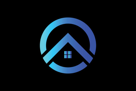House in Rounded Square Logo	
