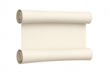 Vintage-style off-white paper scroll unfurling, showcasing blank parchment surface ready for personalized text or historic message