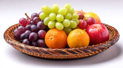 Fresh Fruits in Wicker Basket: Healthy Lifestyle, Diet, and Nutritious Snack.