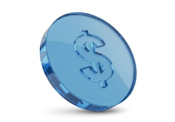 Obraz premium Crystal blue dollar coin symbol representing financial success and economic growth