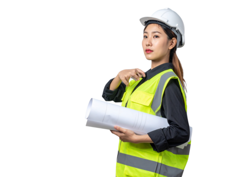  Architect Engineer Pointing Toward Dam Infrastructure, Wide Shot, isolated transparent background png
