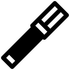 Flare. Outlined stroke vector icon with black-filled details.