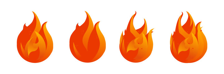 Flame , fire- vector illustration set