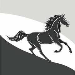 Monochromatic silhouette of a powerful horse in full stride conveying speed and freedom