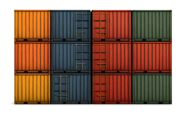 Fototapeta premium Colorful Shipping Containers, Minimalist Logistics and Transport Illustration