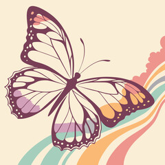 Vibrant abstract butterfly silhouette with a spectrum of colorful hues and geometric elements