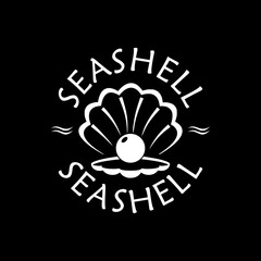 Seashell with pearl icon isolated on black background